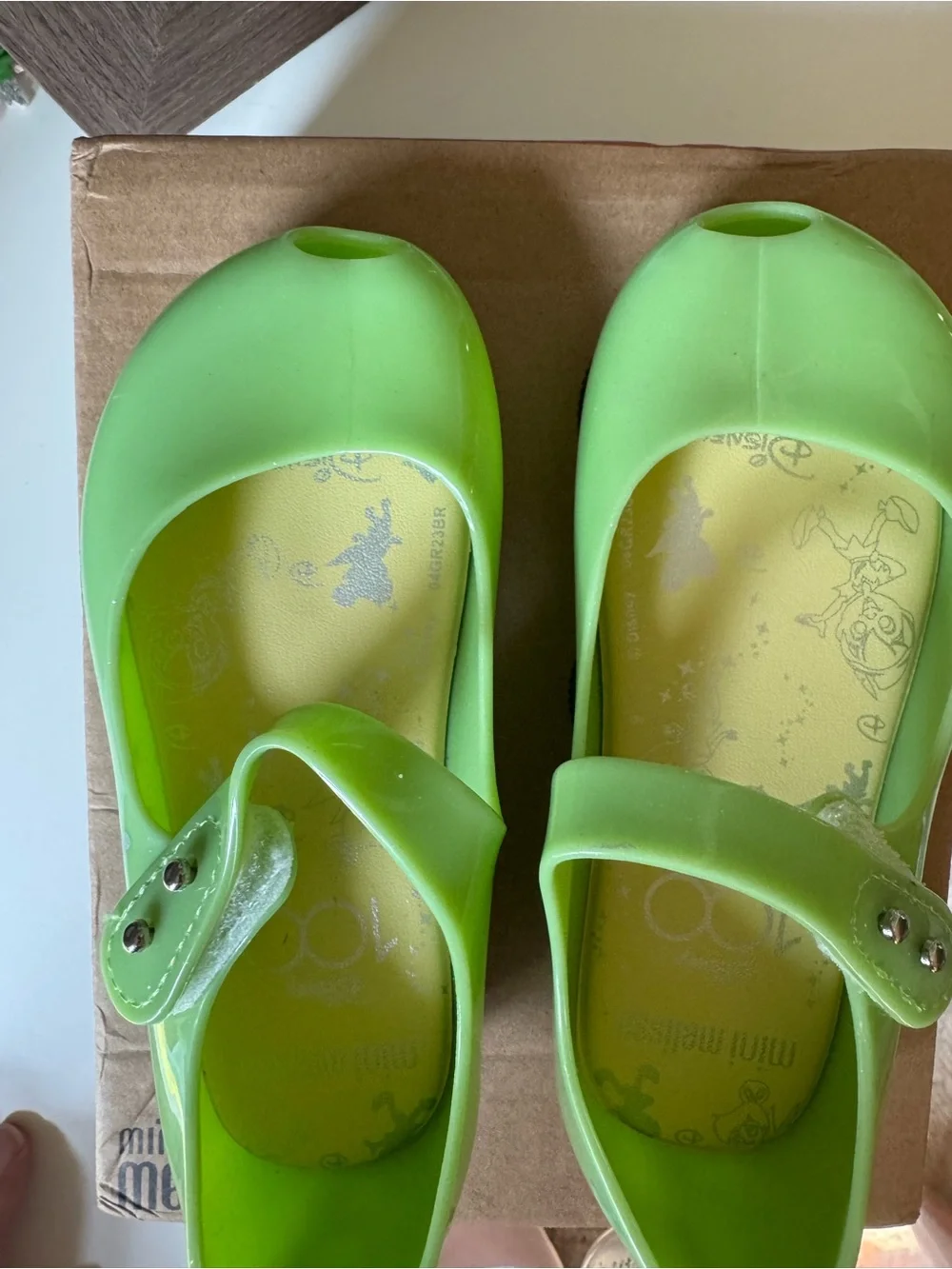 Mini Melissa Disney Tinker bell  Mary Jane Jelly Shoes with Glitter Wings